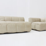 Vintage modular Arflex Strips sofa in beige velvet by Cini Boeri 1970s