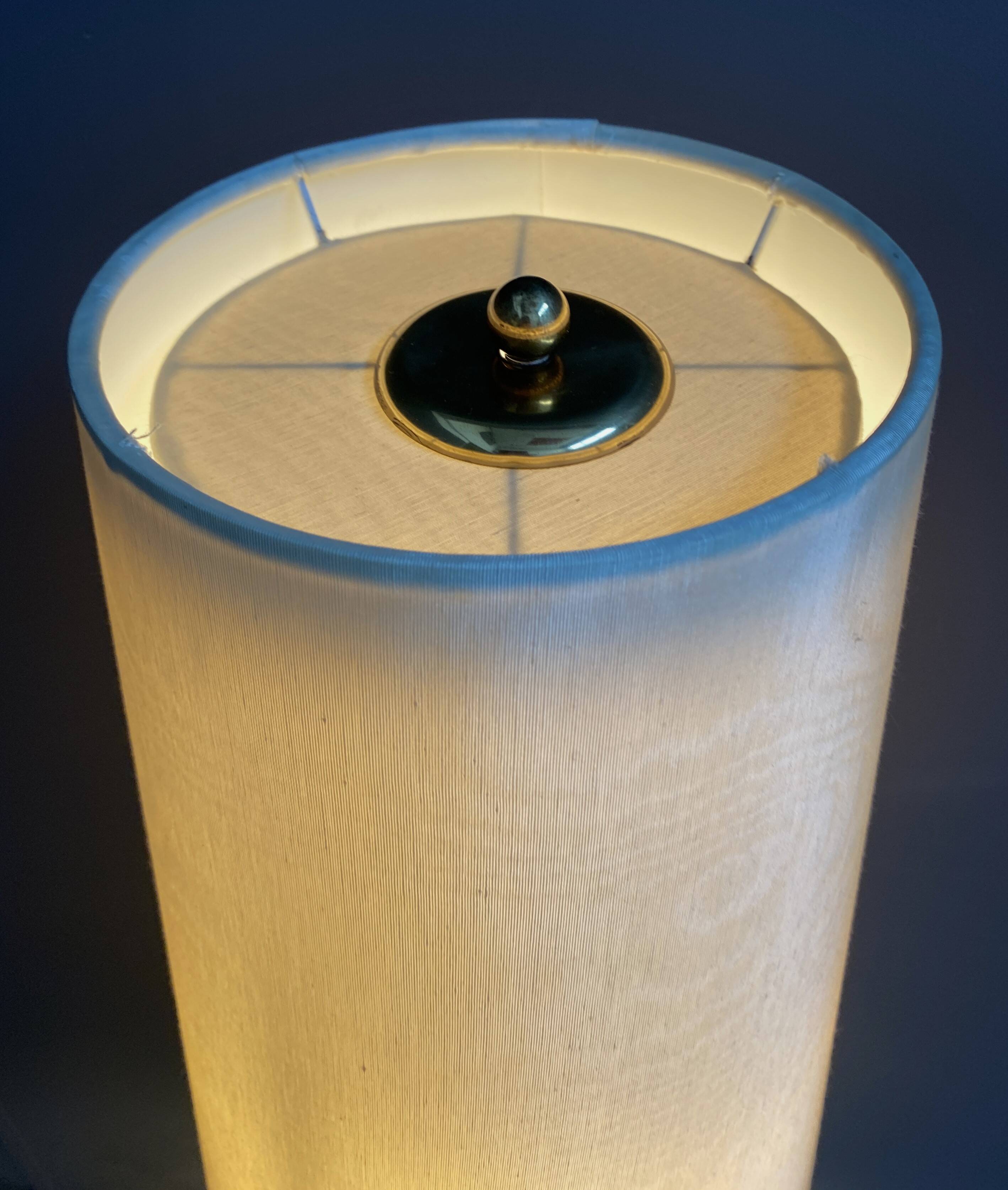 Glass floor lamp with large off-white lampshade, 1960s