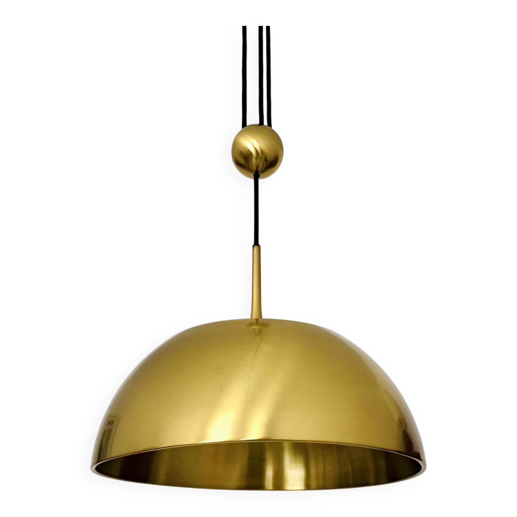 Breathtaking Brass Pendant Lamp with Counterweight by Florian Schulz
