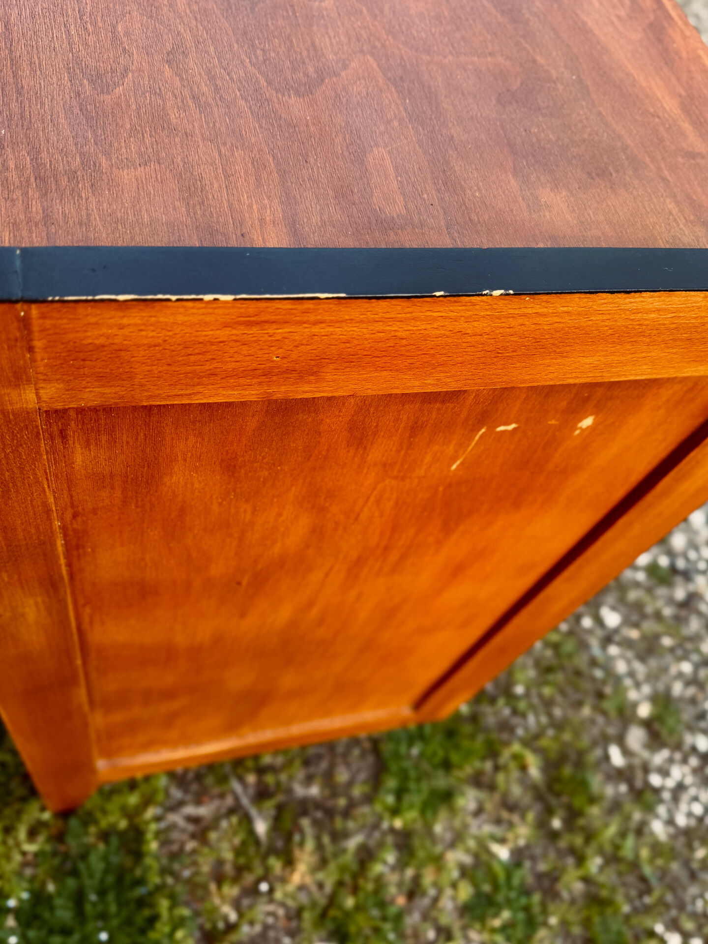 Vintage Scandinavian chest of drawers - varnished wood in teak colour