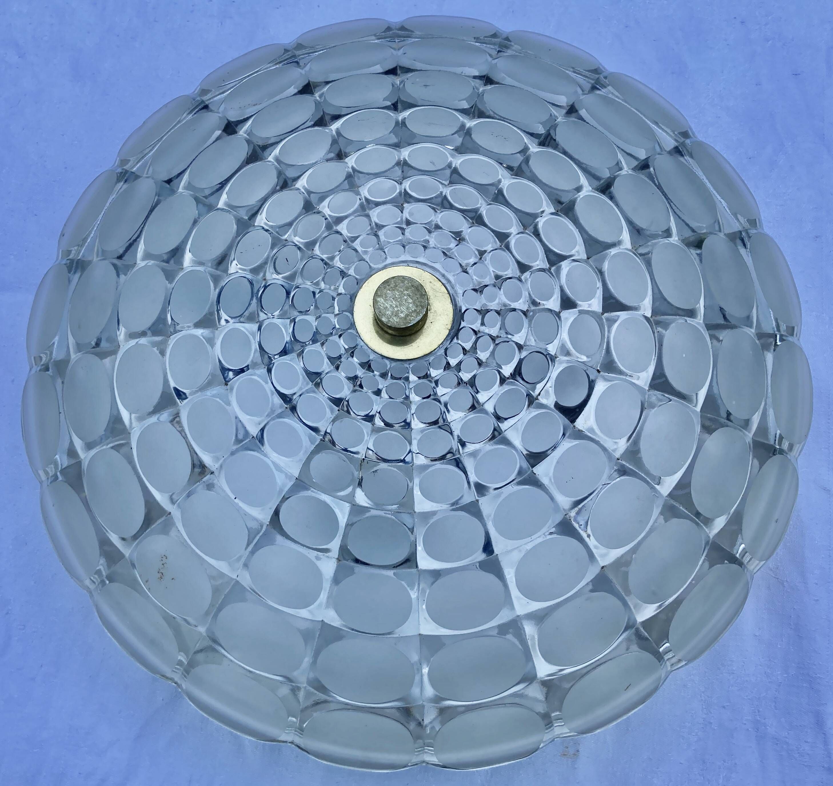 Vintage aluminum and glass ceiling light by Peill & Putzler 1970