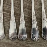 5 silver-plated metal forks with the Ercuis hallmark.