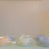Suite of six cups in polychrome opaline Arcopal 60s/70s