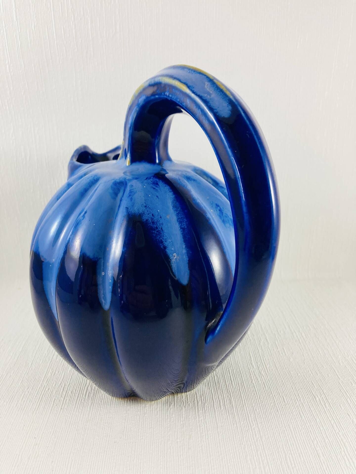 Pichet melon 1,2l grès flammé bleu cobalt alpho 199 - saint-uze vintag