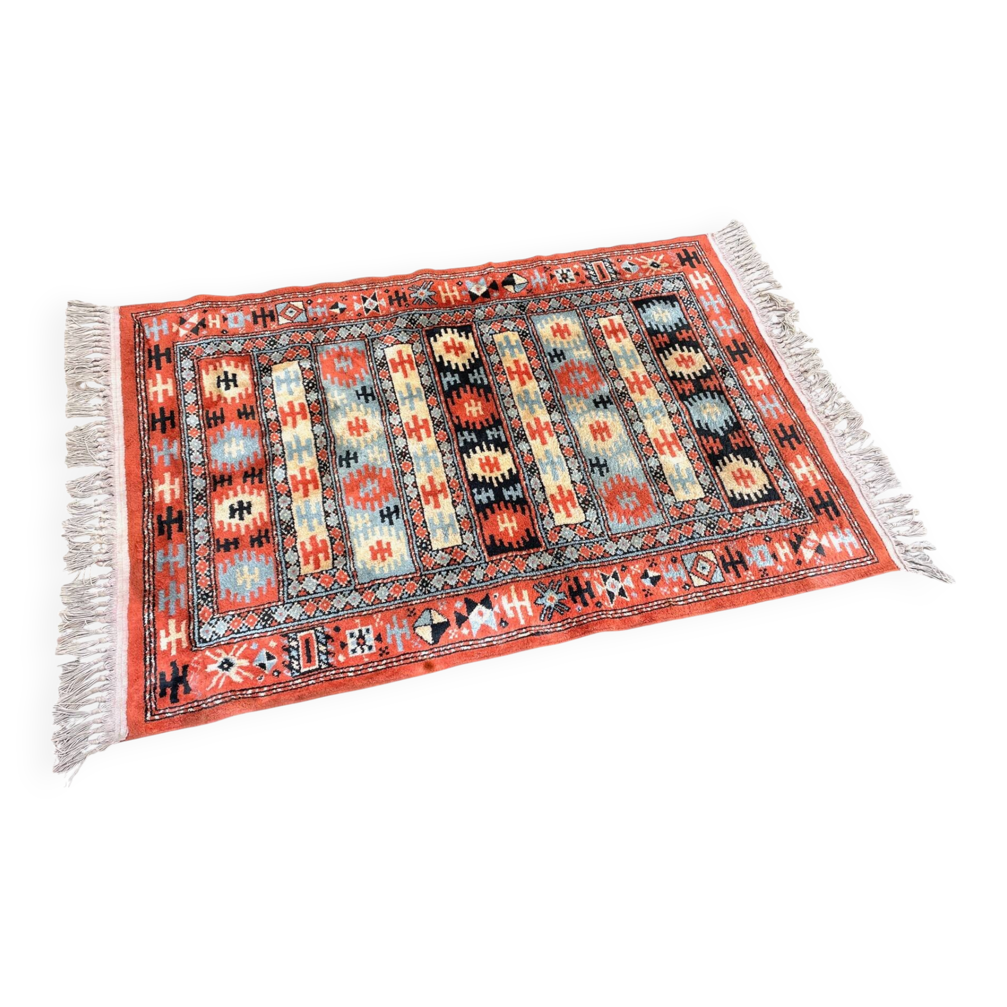 Vintage silk and cotton rug - 142 x 84cm