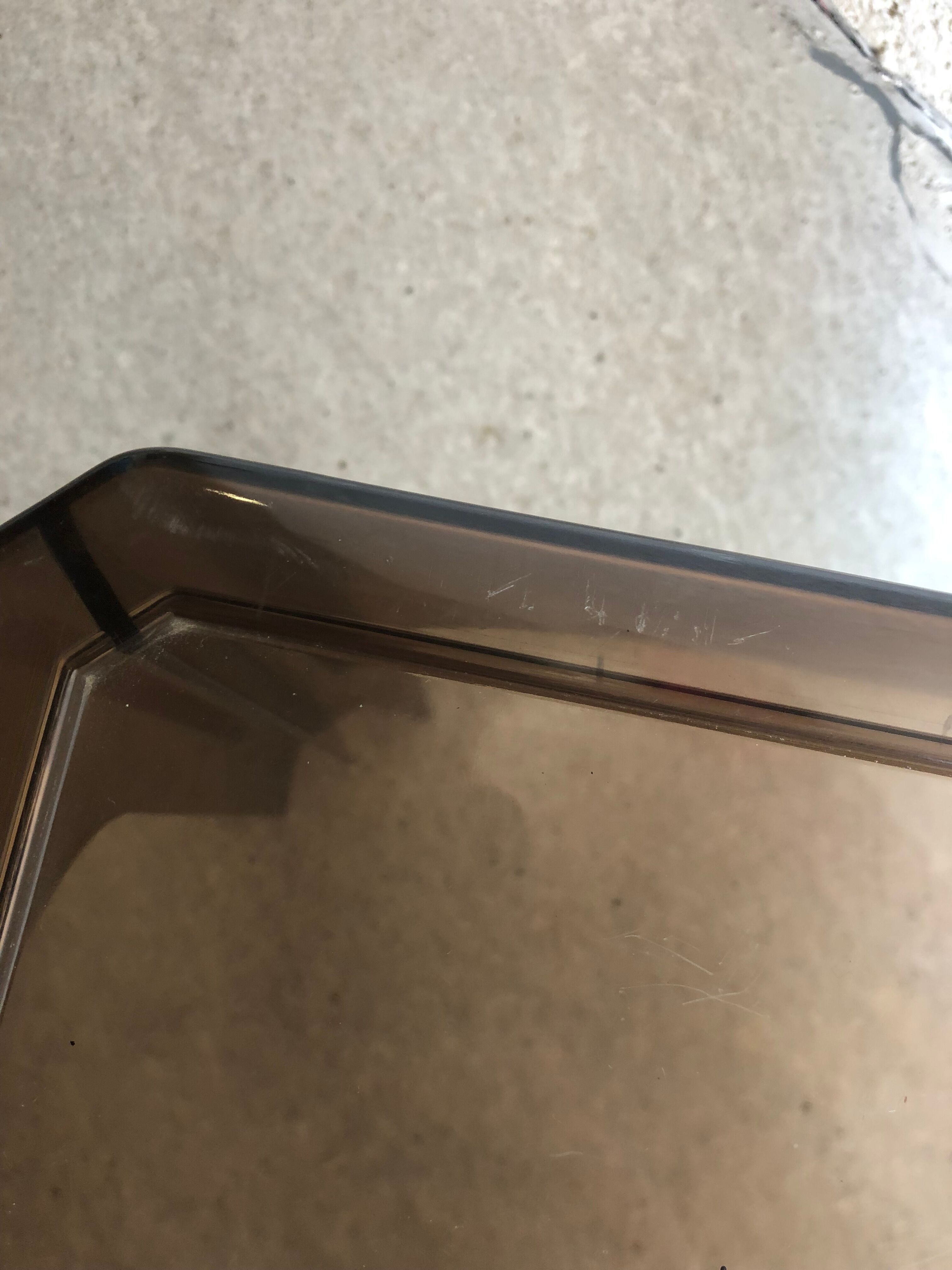 70s smoked plastic coffee table