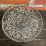 Vintage Decorated Moulded Crystal Aperitif Plate on Stand #D66