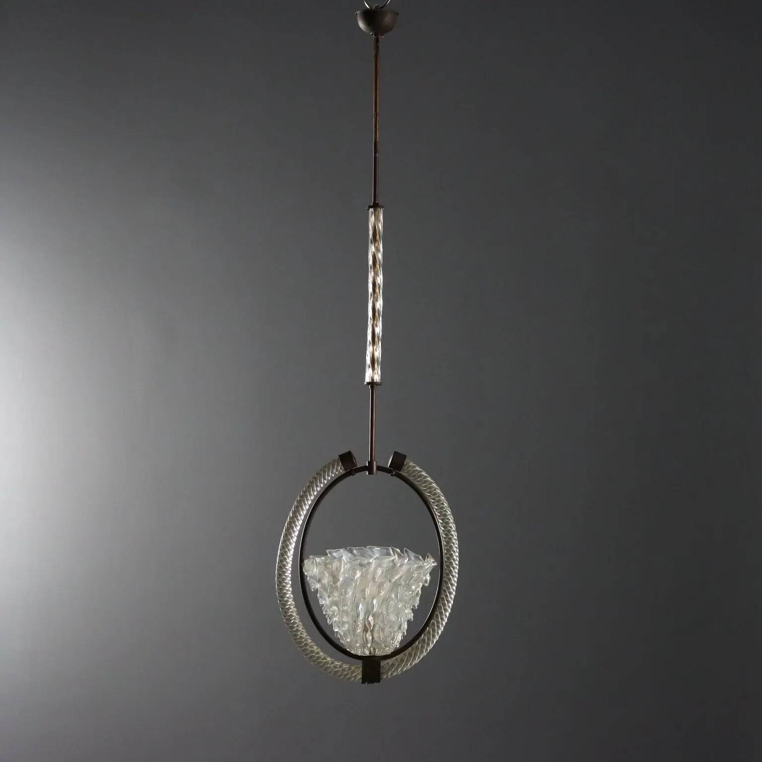 Lustre vintage design en verre de Murano, Italie, années 1940