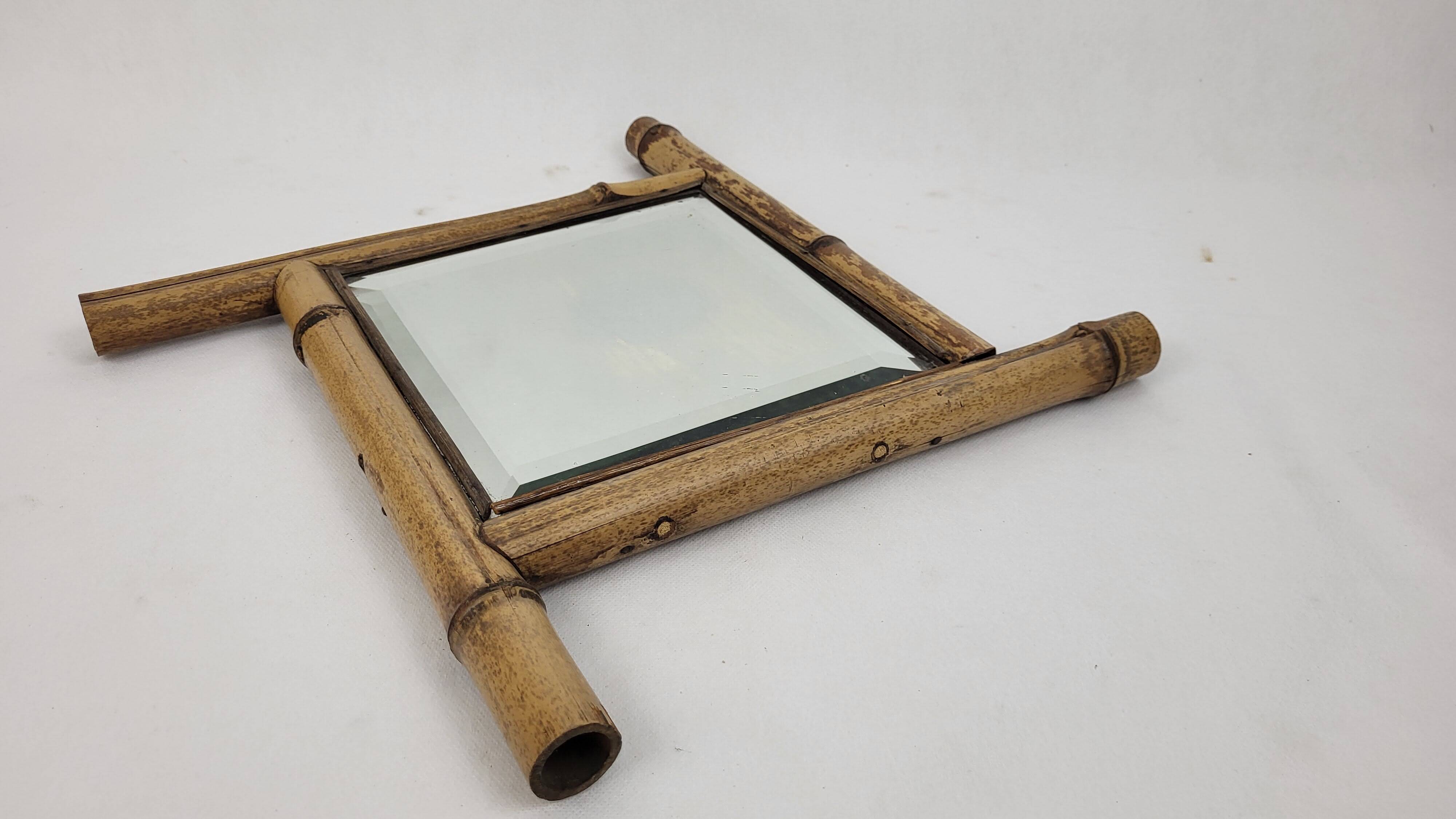 Miroir bambou biseauté début XXème