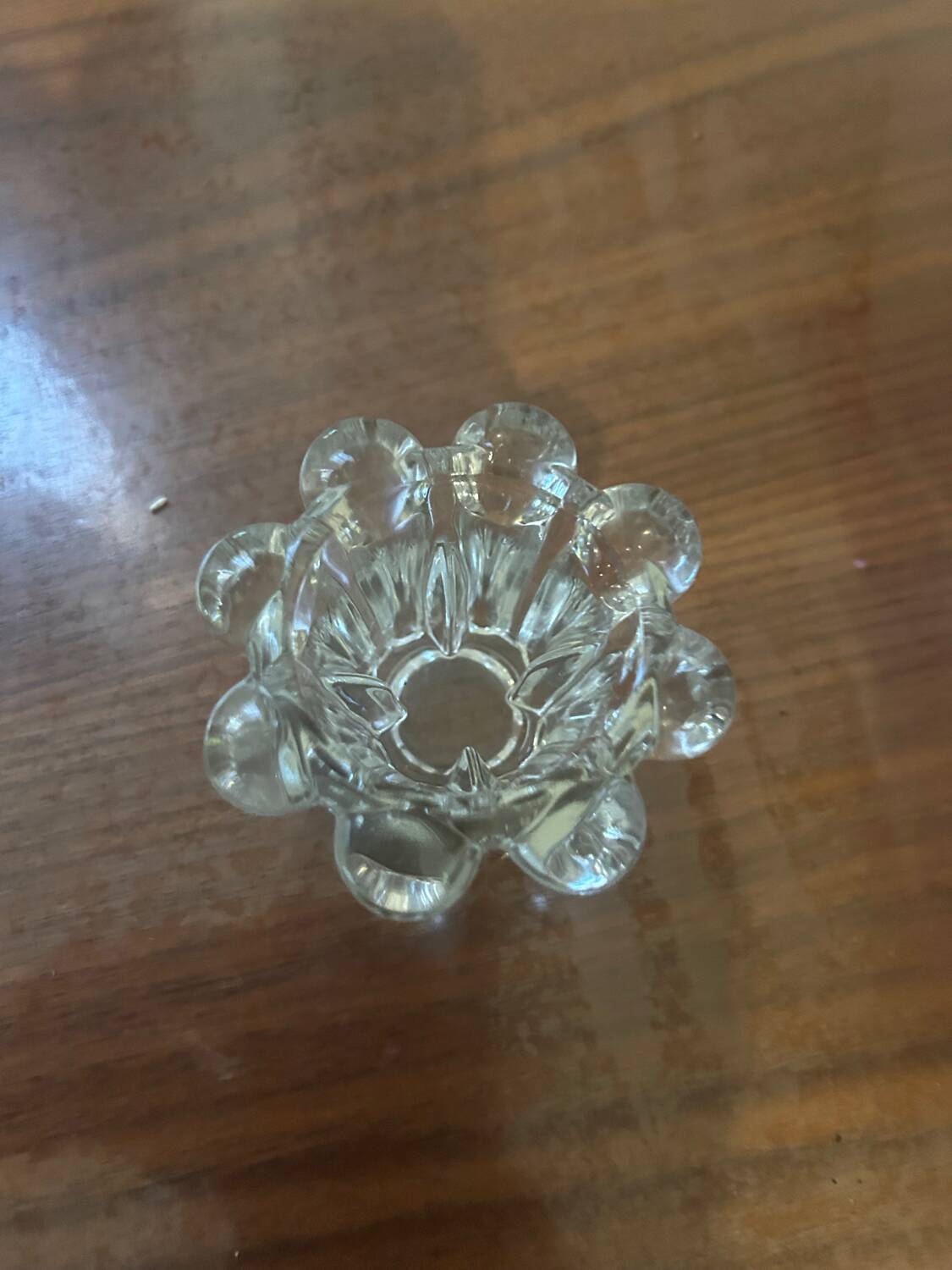 Vintage pressed molded glass candlestick from Reims