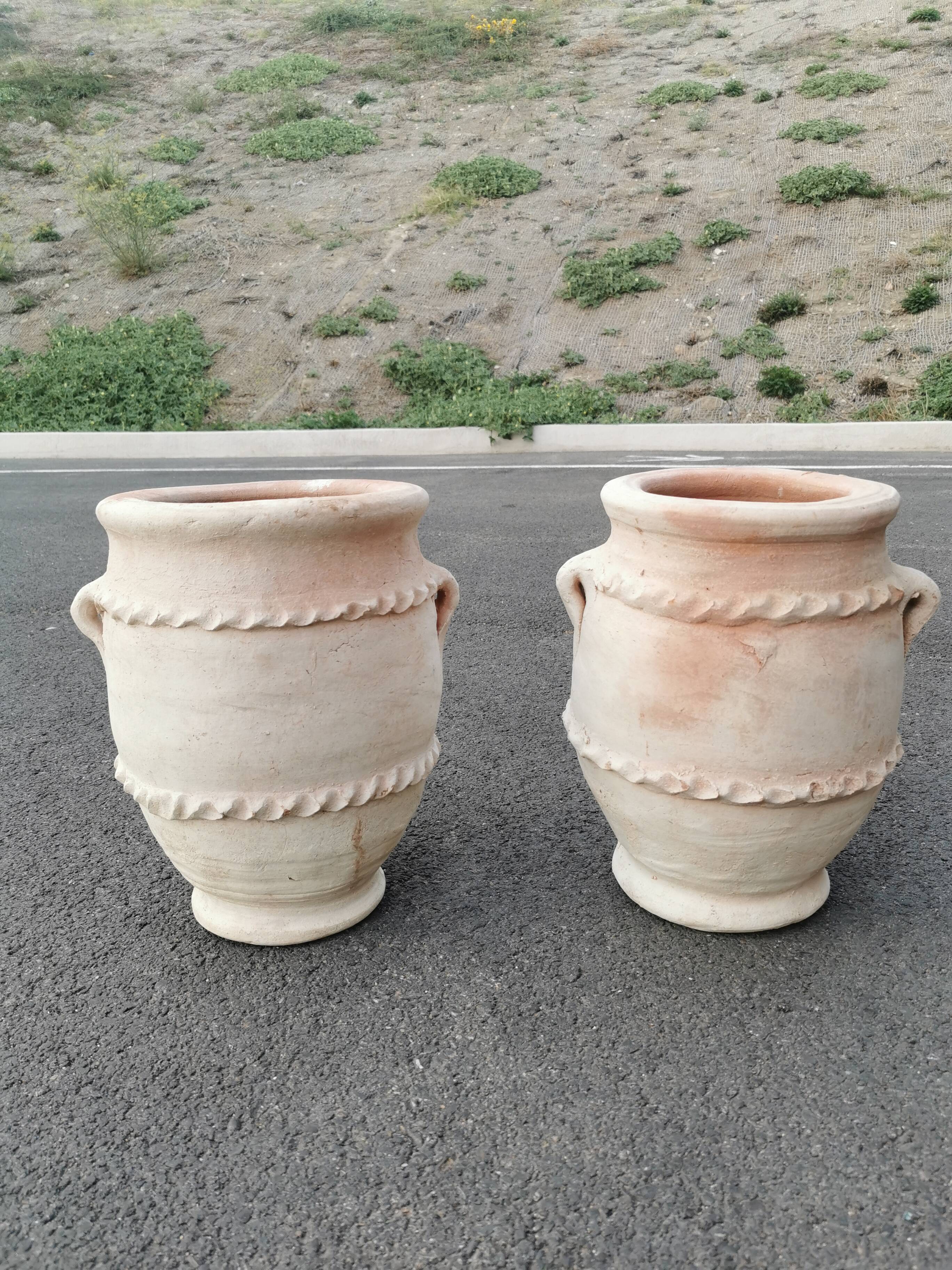 Set of two terracotta jars