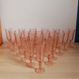 20 pink glass champagne flutes