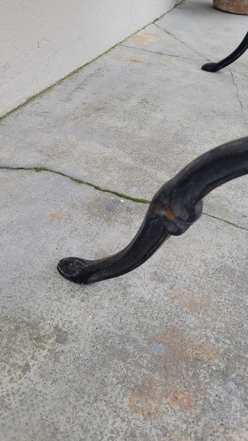 Marble and antique cast iron bistro table