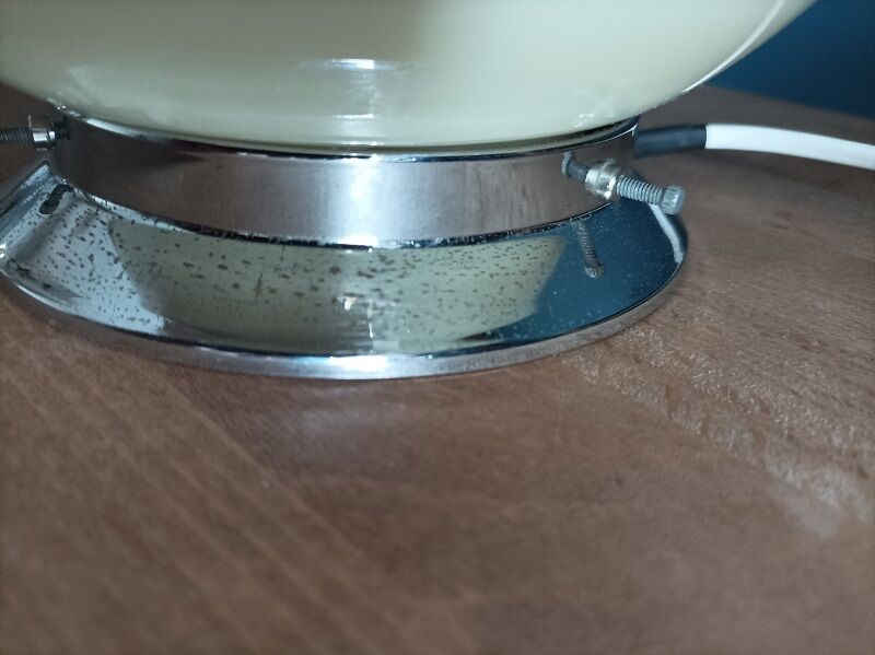 Bedside lamp living room art deco glass ecru chrome border globe