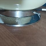 Bedside lamp living room art deco glass ecru chrome border globe