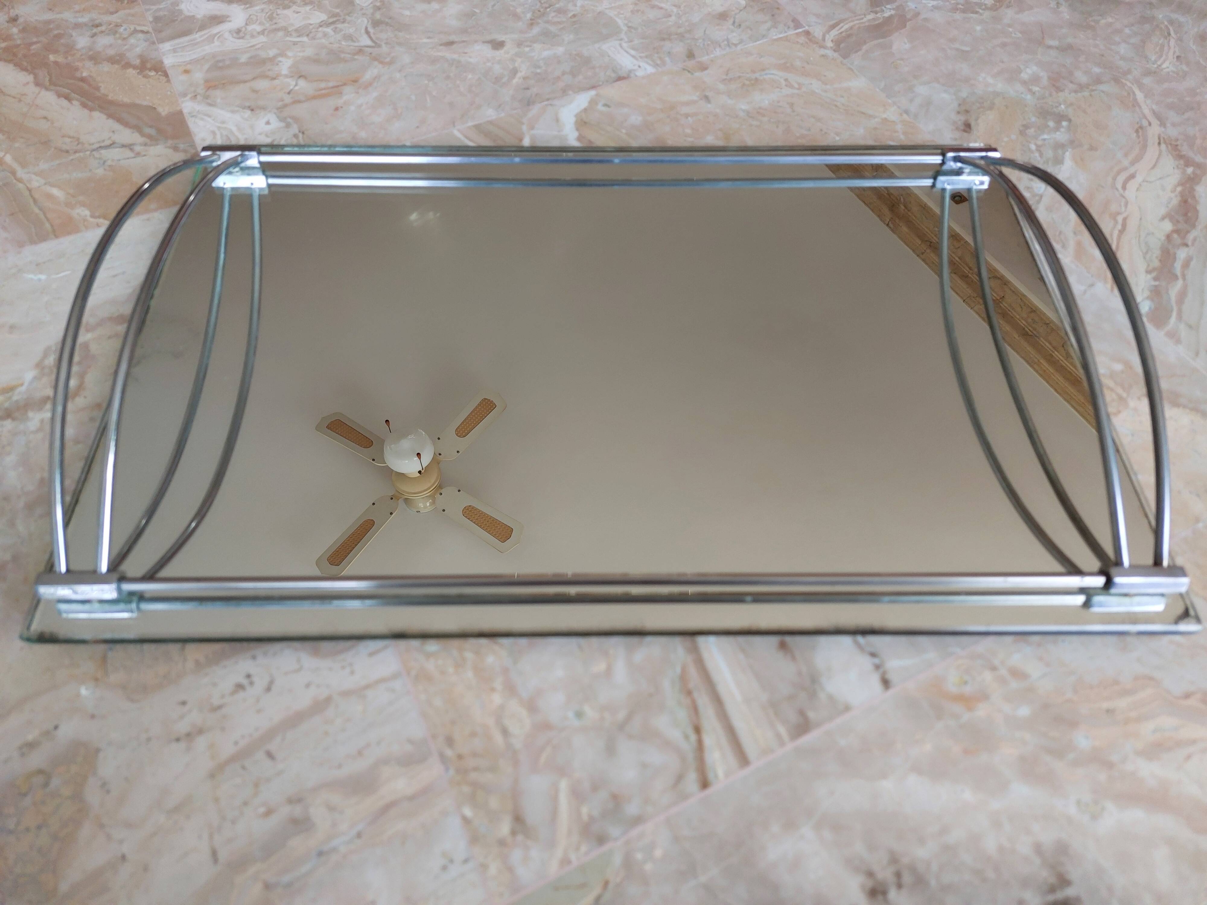Plateau ancien miroir et chrome époque Art Déco 1930
