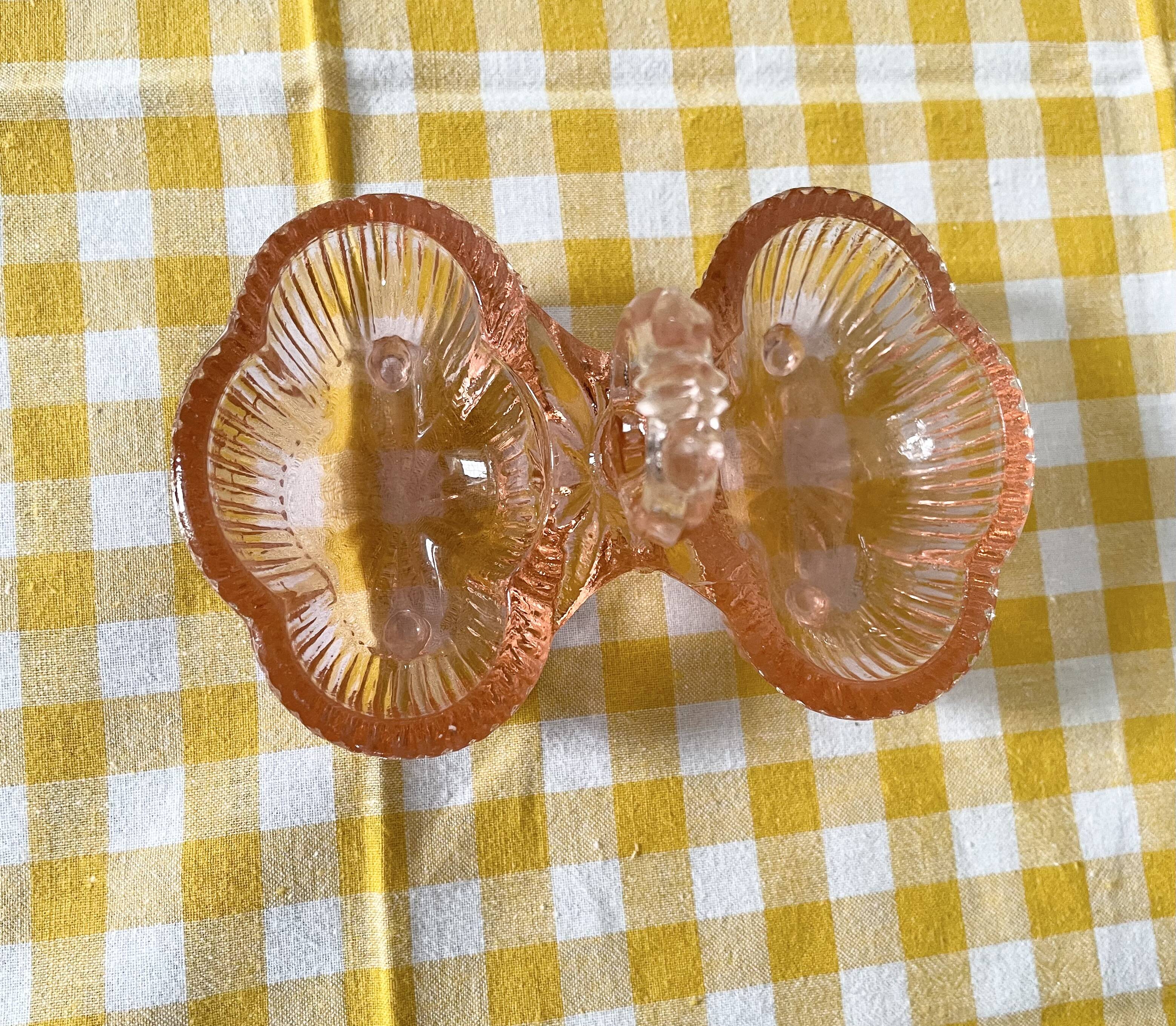 Pink molded double glass salt shaker