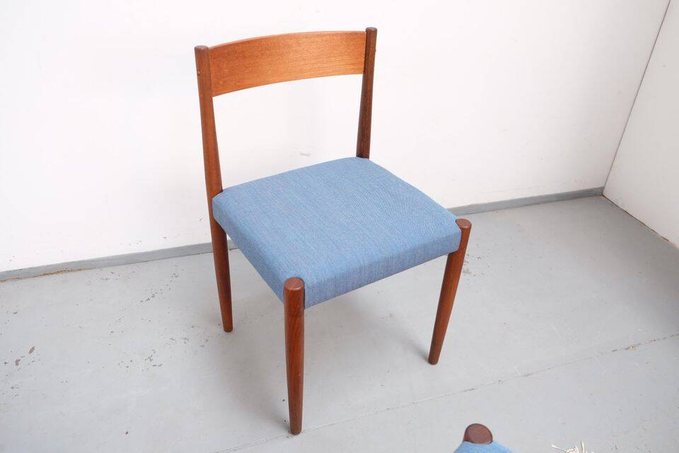 4 Danish Mid-Century style dining chairs | Teak | Kvadrat fabric