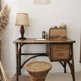 Rattan desk and vintage canning