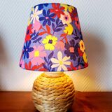 Pair of custom-made wicker lamps and shades from the 1970s