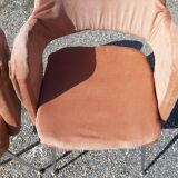 Pair of vintage armchairs of the 70s chrome and salmon fabrics