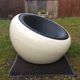 Armchair design egg pod ball chair iconik white and imitation black leather as it is.
