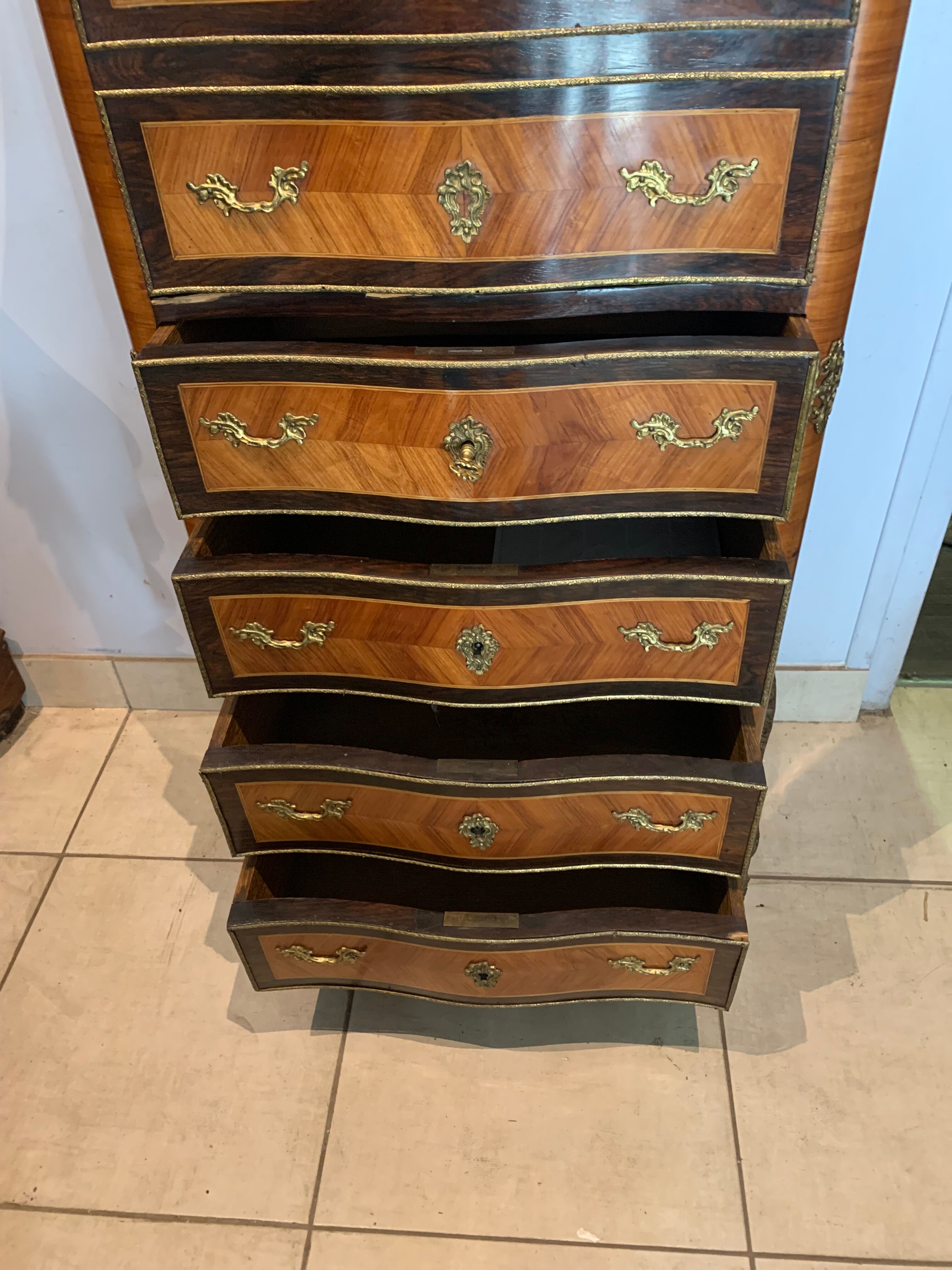 Secretary Napoleon III in rosewood and rosewood Marble top