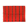 Tapis de laine rustique rouge traditionnel au design stylisé et rayures, authentique tissé à la main en Roumanie 225x145 cm