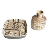 Scandinavian Modern Plate and Vase, ceramic, "Baca", Fajance, by Nils Thorsson f