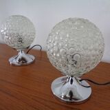Glass Bubble Table Lamps, 1970s, Set of 2