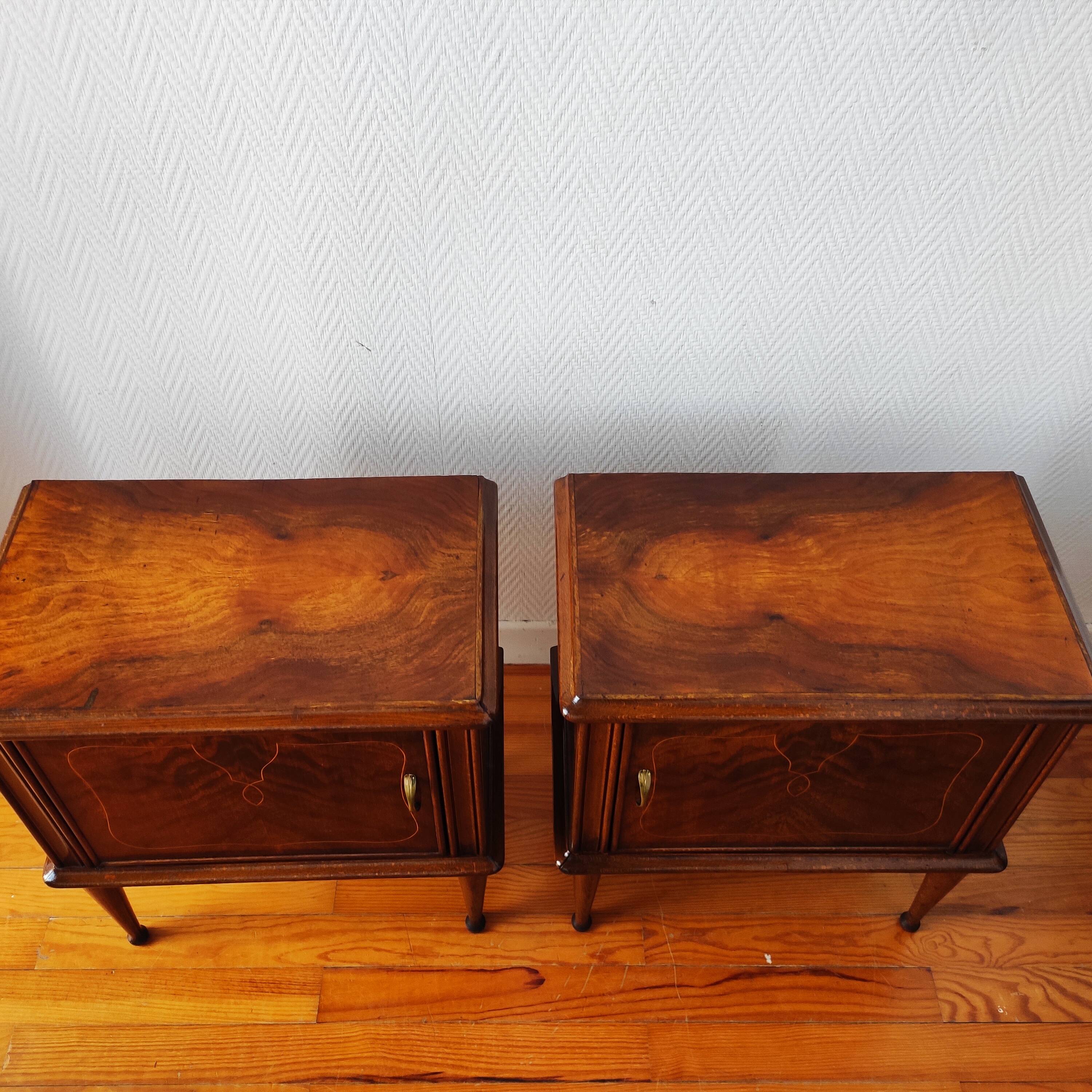 Pair of vintage Italian bedside tables from the 1950s