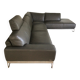 Grey leather corner sofa Roche Bobois, removable.