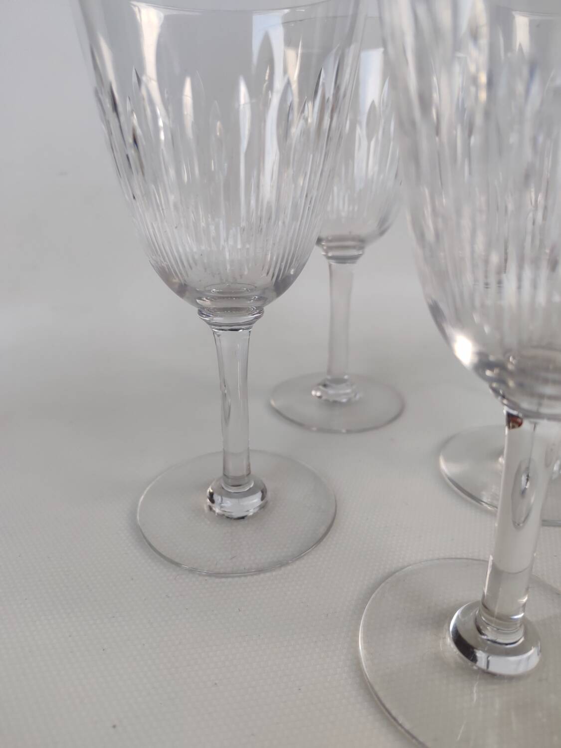 Four Baccarat crystal glasses, Corneille pattern. Early 20th century.