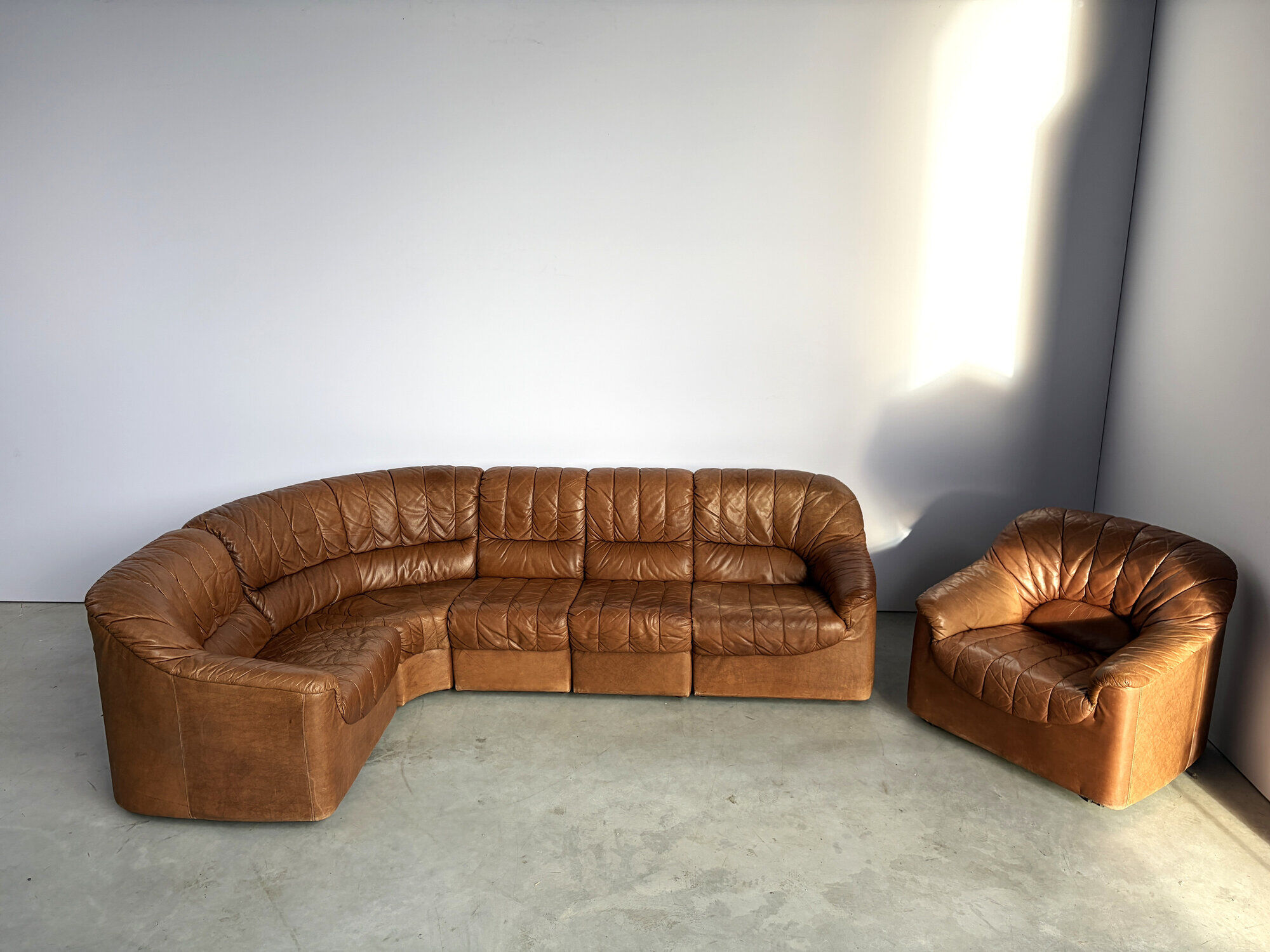 Vintage brown leather modular sofa by, 1970s