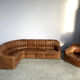 Vintage brown leather modular sofa by, 1970s