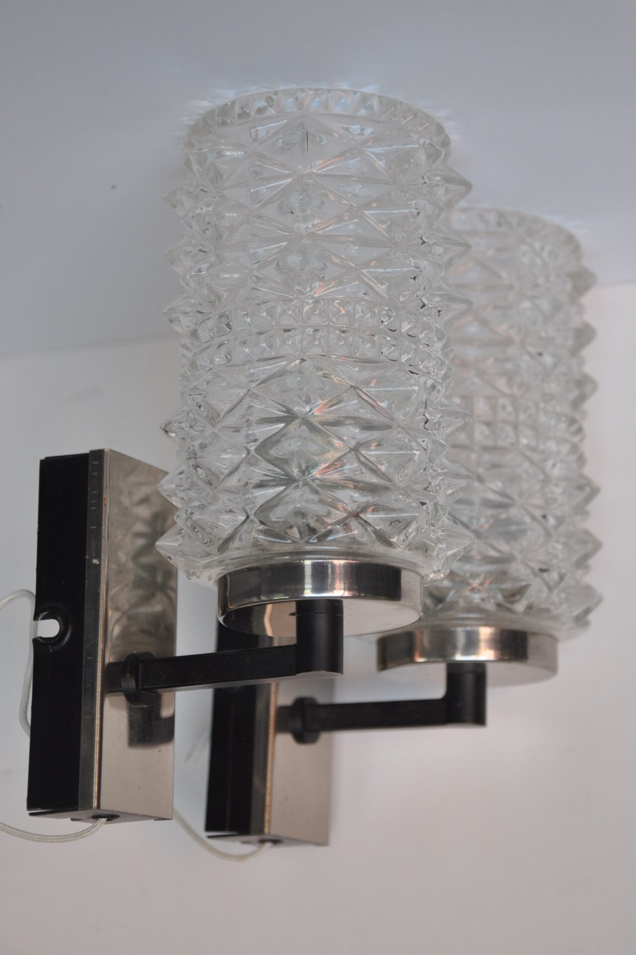 Pair of iron, chromed metal and glass years 50 / 60
