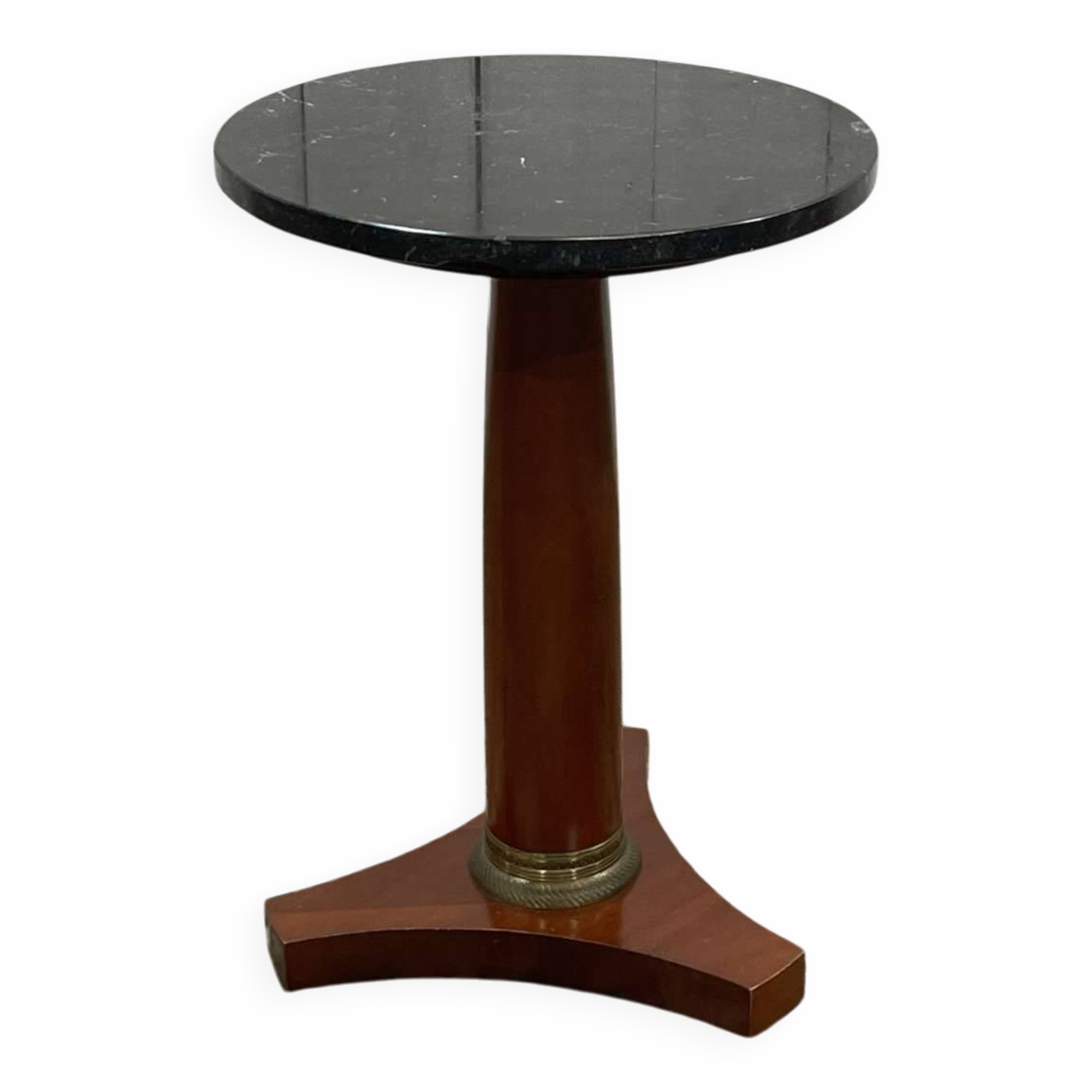 1960s Empire style pedestal table in cherry wood with black marble top