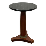 1960s Empire style pedestal table in cherry wood with black marble top