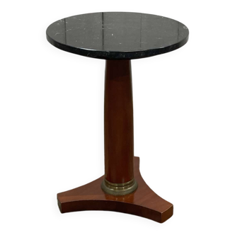 1960s Empire style pedestal table in cherry wood with black marble top