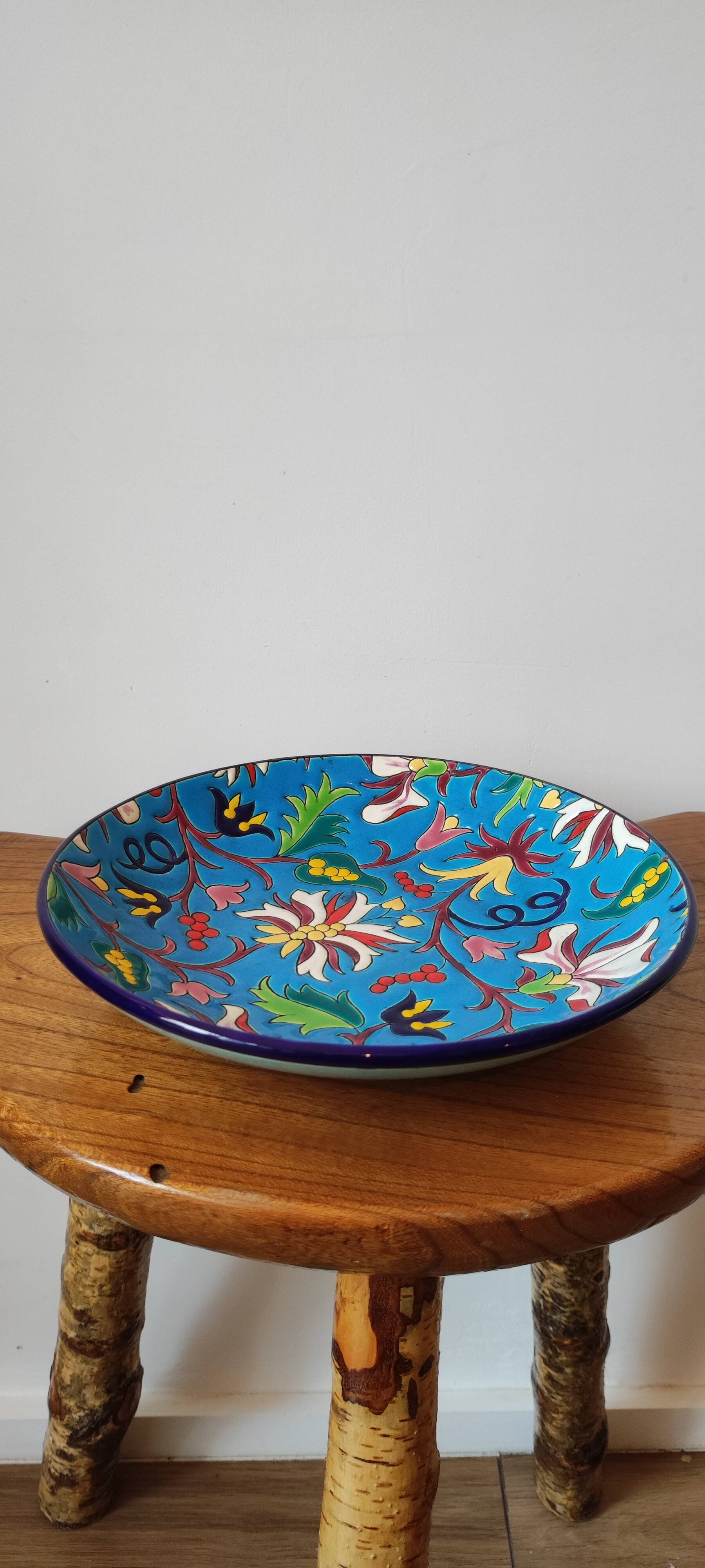 Numbered hollow dish in Longwy emaux.