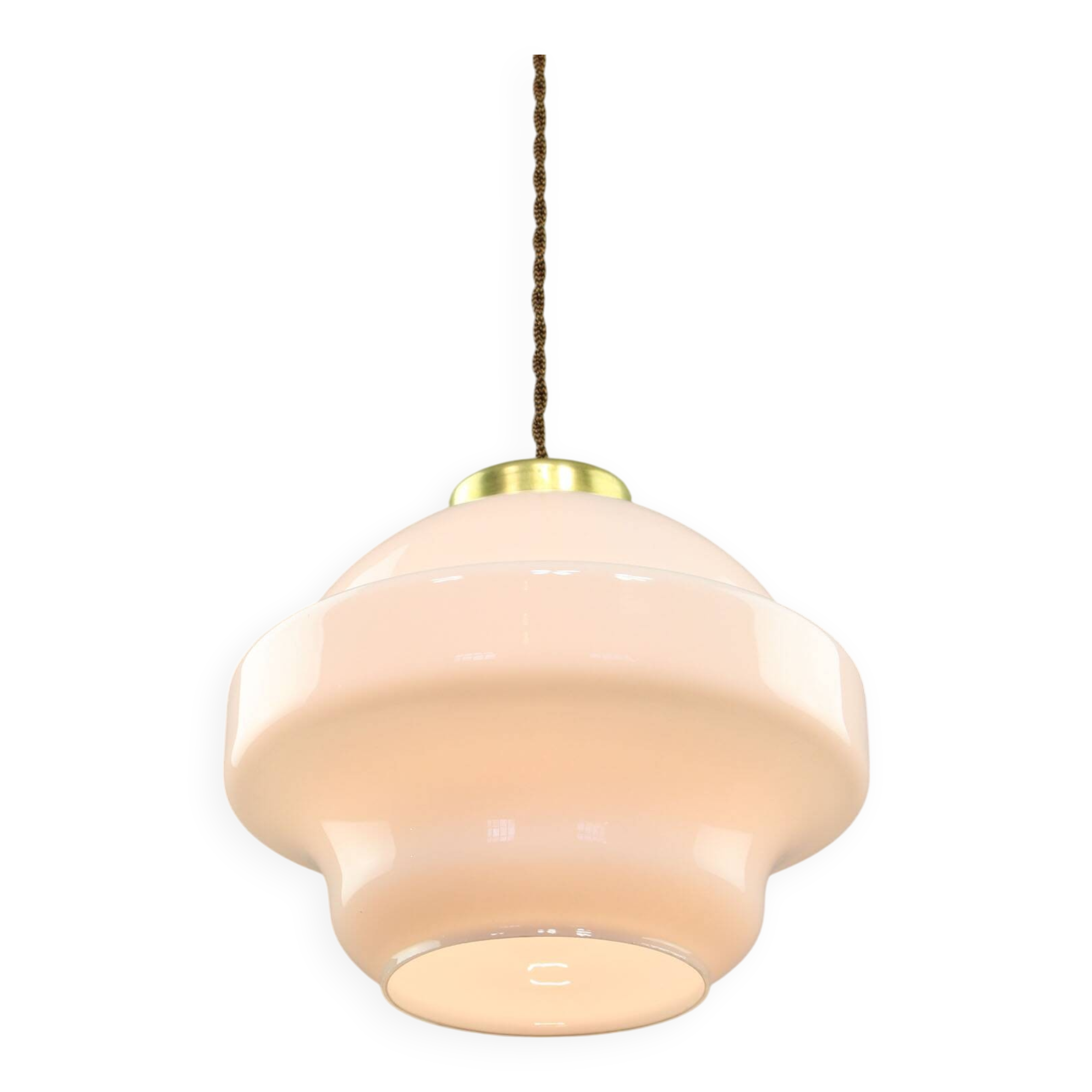 Mid-Century Italian Opaline and Brass Pendant Lamp