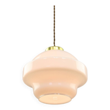 Mid-Century Italian Opaline and Brass Pendant Lamp
