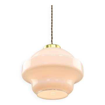 Mid-Century Italian Opaline and Brass Pendant Lamp