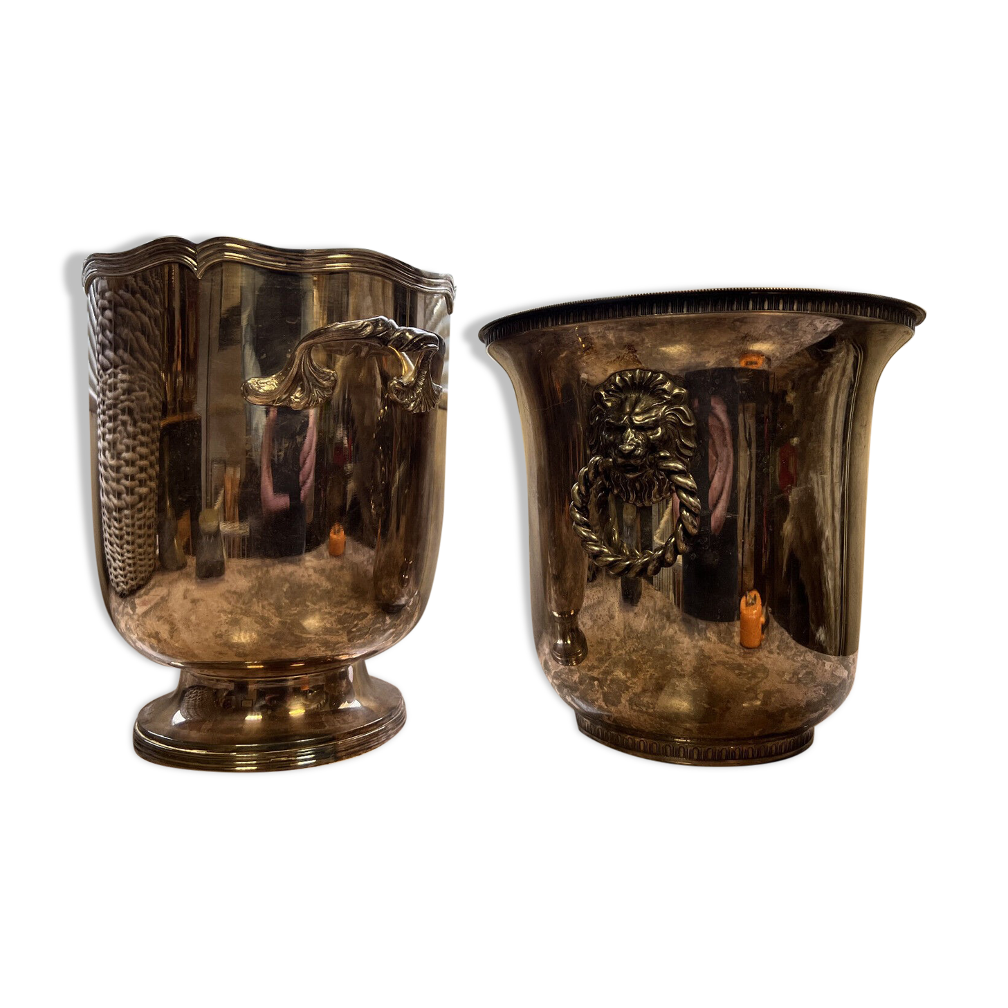 Two silver metal ice buckets hallmarked around 1900