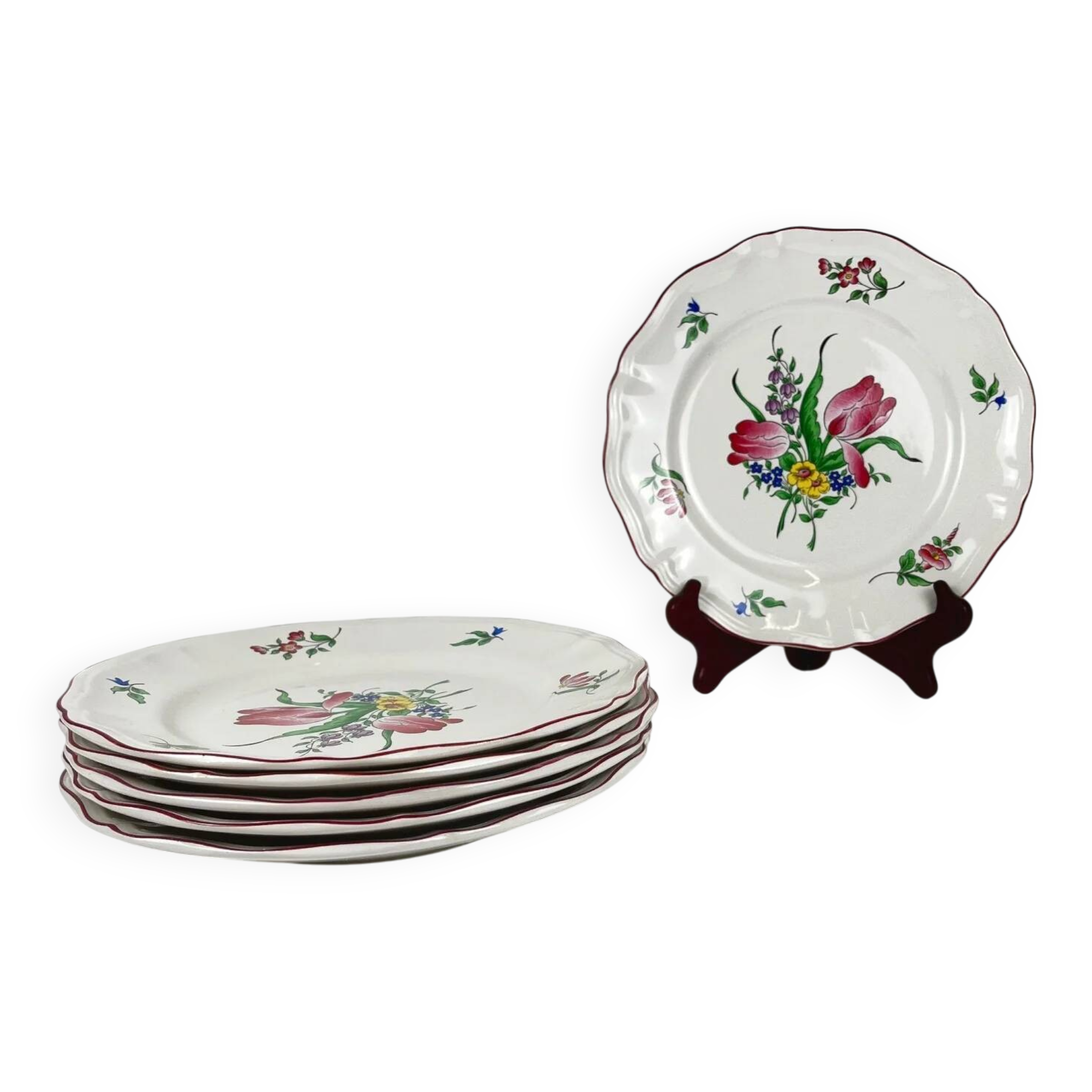 Set of 6 flat plates KG Luneville – Réverbère model