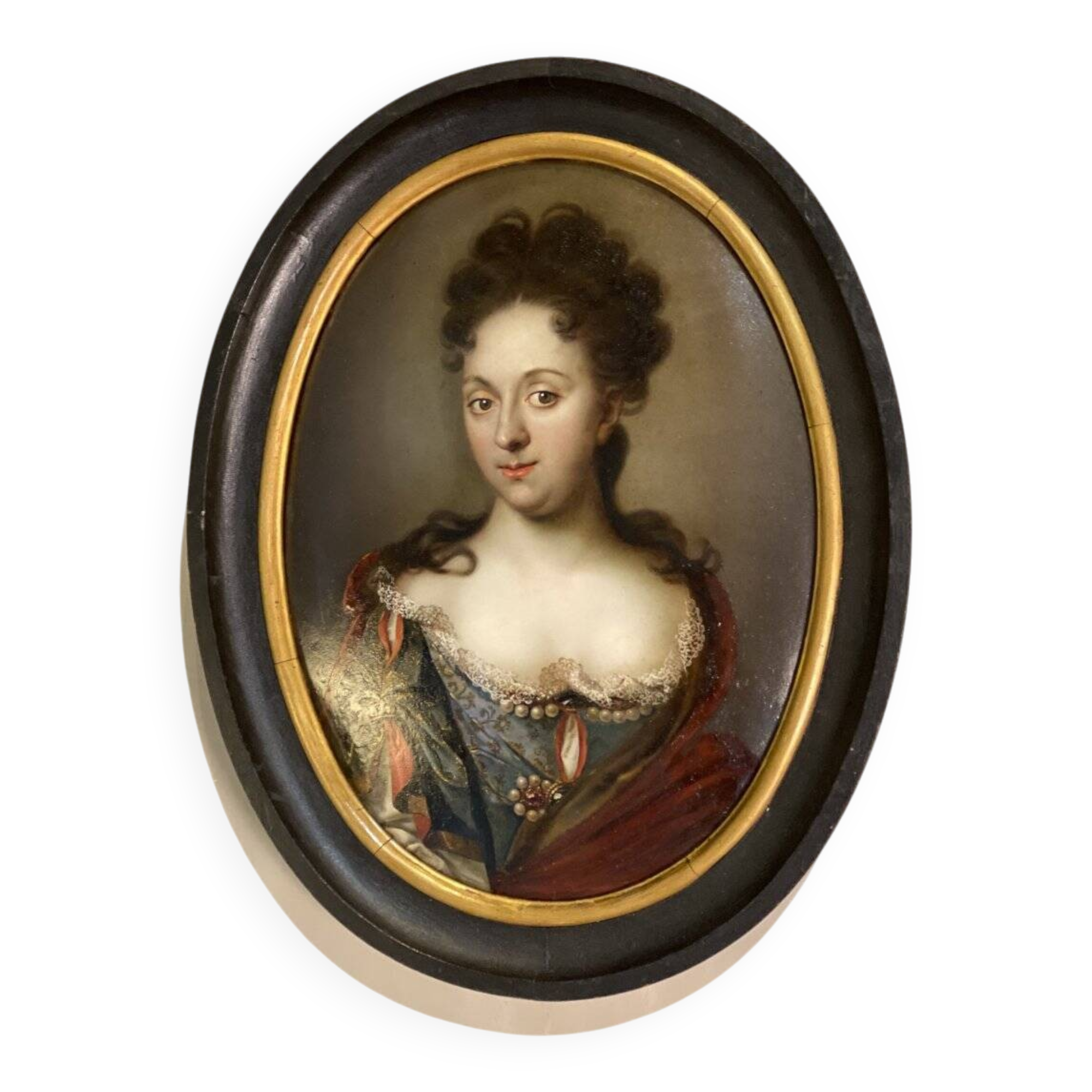 Oil on copper, female portrait, late 17th century.