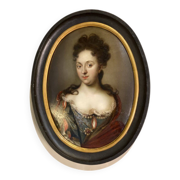Oil on copper, female portrait, late 17th century.