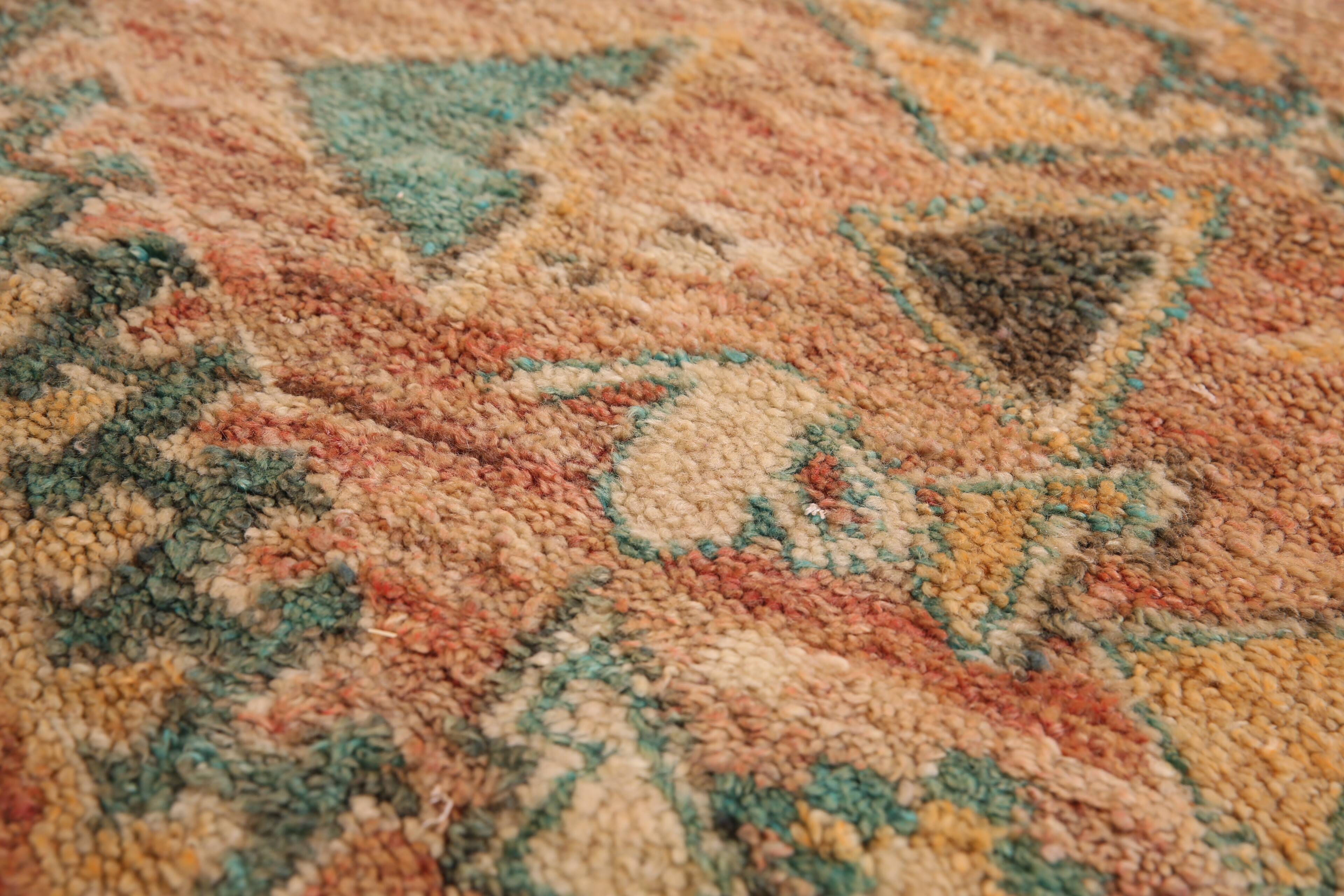 Peach Vintage Moroccan Rug 173 x 383 cm, Berber Wool Rug, Handmade Boho Rug