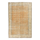 Grand tapis persan vintage orange et ivoire, motifs floraux raffinés