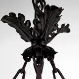Wrought Iron and Glass Paste Pendant Light, Art Nouveau / Art Deco, Early 20th Century